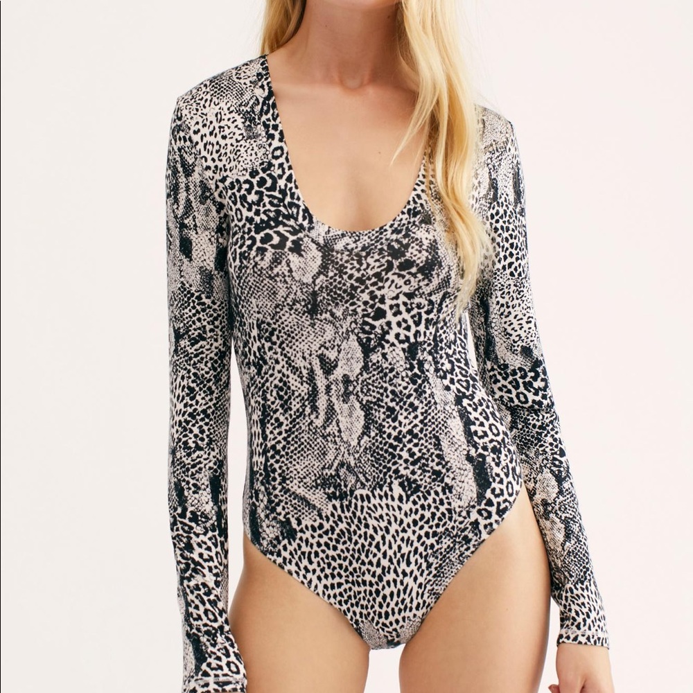 Free People long sleeve animal print bodysuit